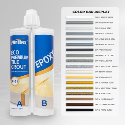 P-21 colada de baldosas eco-epoxídicas brillante y mate, antifúngica, respetuosa con el medio ambiente, resistente a las manchas, impermeable